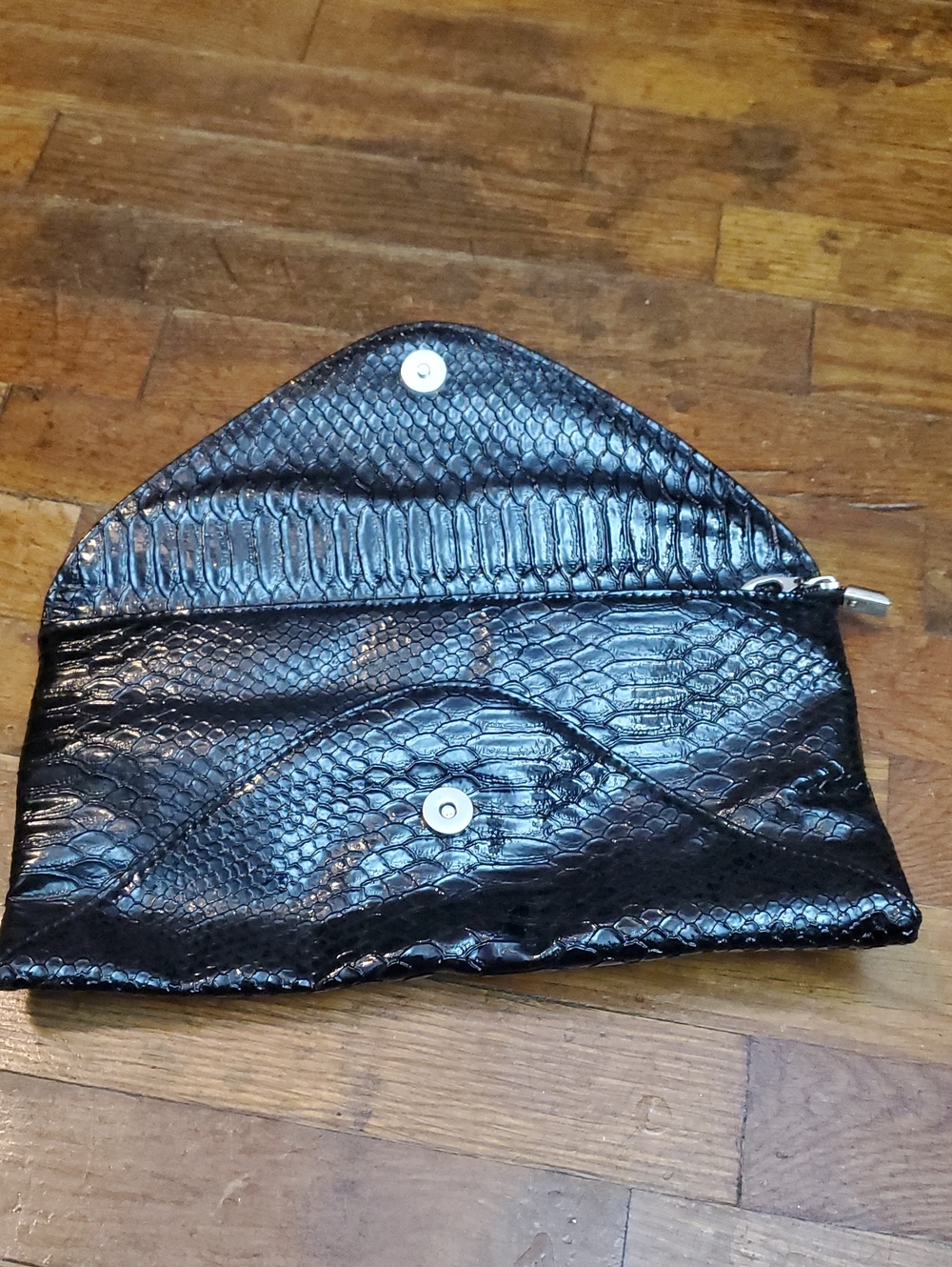 Textured Animal Print Clutch in Black